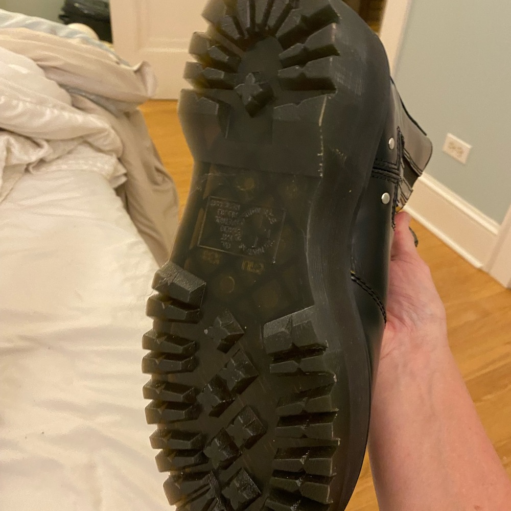 Dr. Martens Black Leather Combat Boots with Yellow Stitching - Picture 6 of 9
